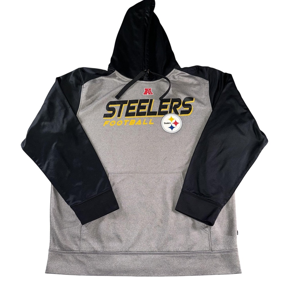 Pittsburgh Steelers Hoodie Mens Large Gray Black NFL Football Team Apparel